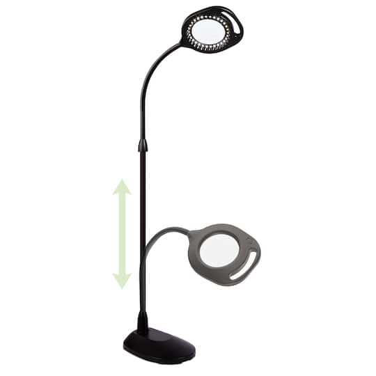 OttLite Black 2-in-1 LED Magnifier Floor and Table Light